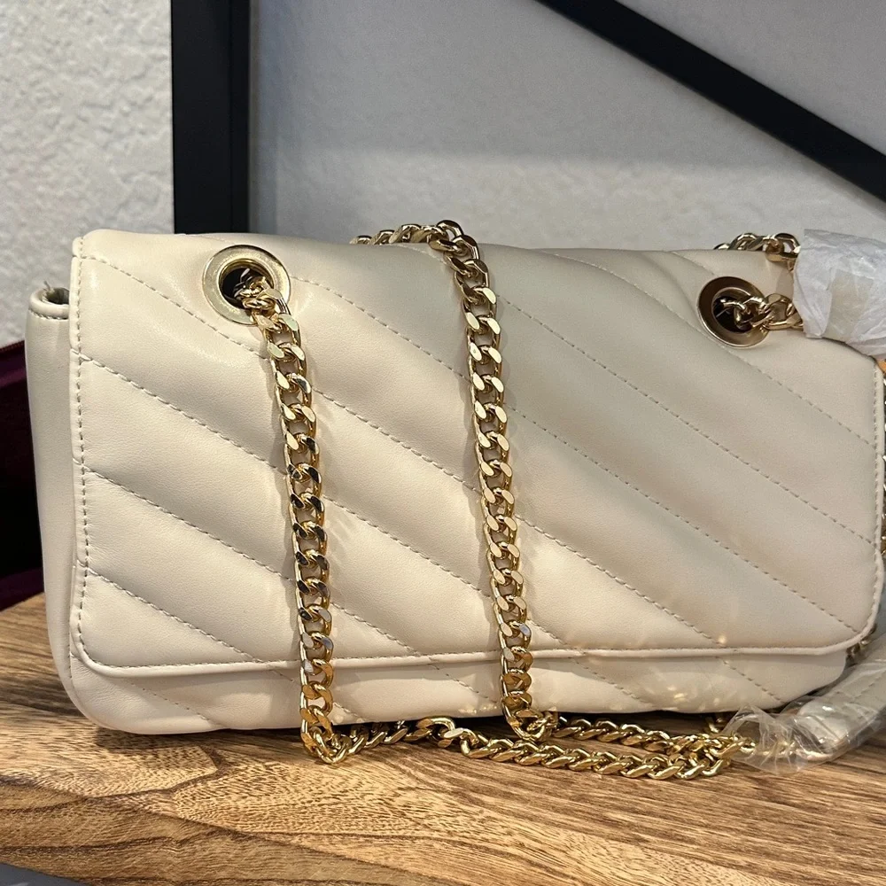 NWT - The Drop Women's Koko Chain Strap Flap Bag One Size, Bone - Picture 9 of 15
